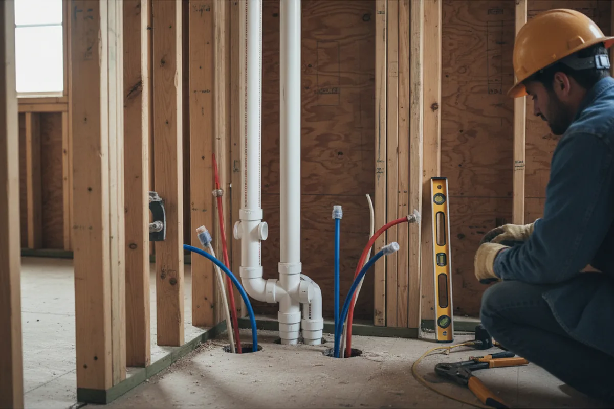 Drain and supply rough-in during Leak Detection in Rumson